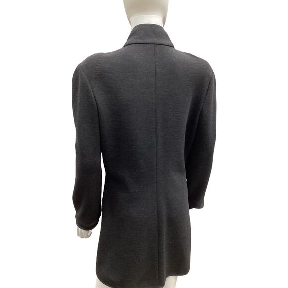 Emanuel Ungaro Jacket Women’s SZ M Long Wool Blend Hidden Buttons Charcoal Color - Picture 4 of 5